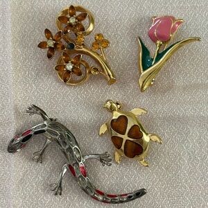Set of Four Vintage Brooches